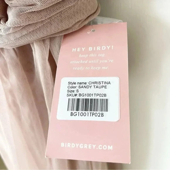 Birdy Grey Christina Convertible Bridesmaid Dress in Tulle Sandy Taupe S NWT - Picture 10 of 14